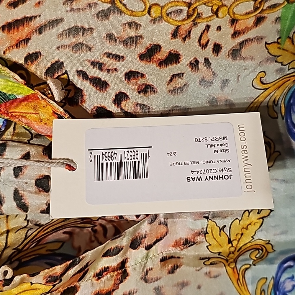 JOHNNY WAS SILK "AVINA" TIGER LEOPARD SCARF PRINT TUNIC ' SZ. MD - NWT! - Picture 8 of 9